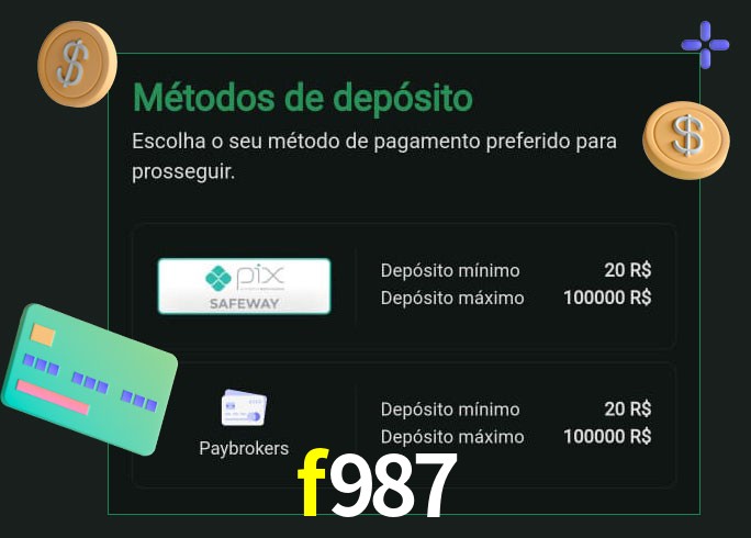 O cassino f987 oferece uma grande variedade de métodos de pagamento