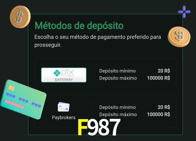 O cassino F987bet oferece uma grande variedade de métodos de pagamento